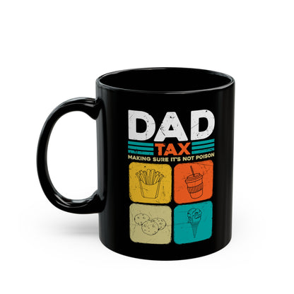 Dad Tax Mug – Black with Colorful Food Graphics