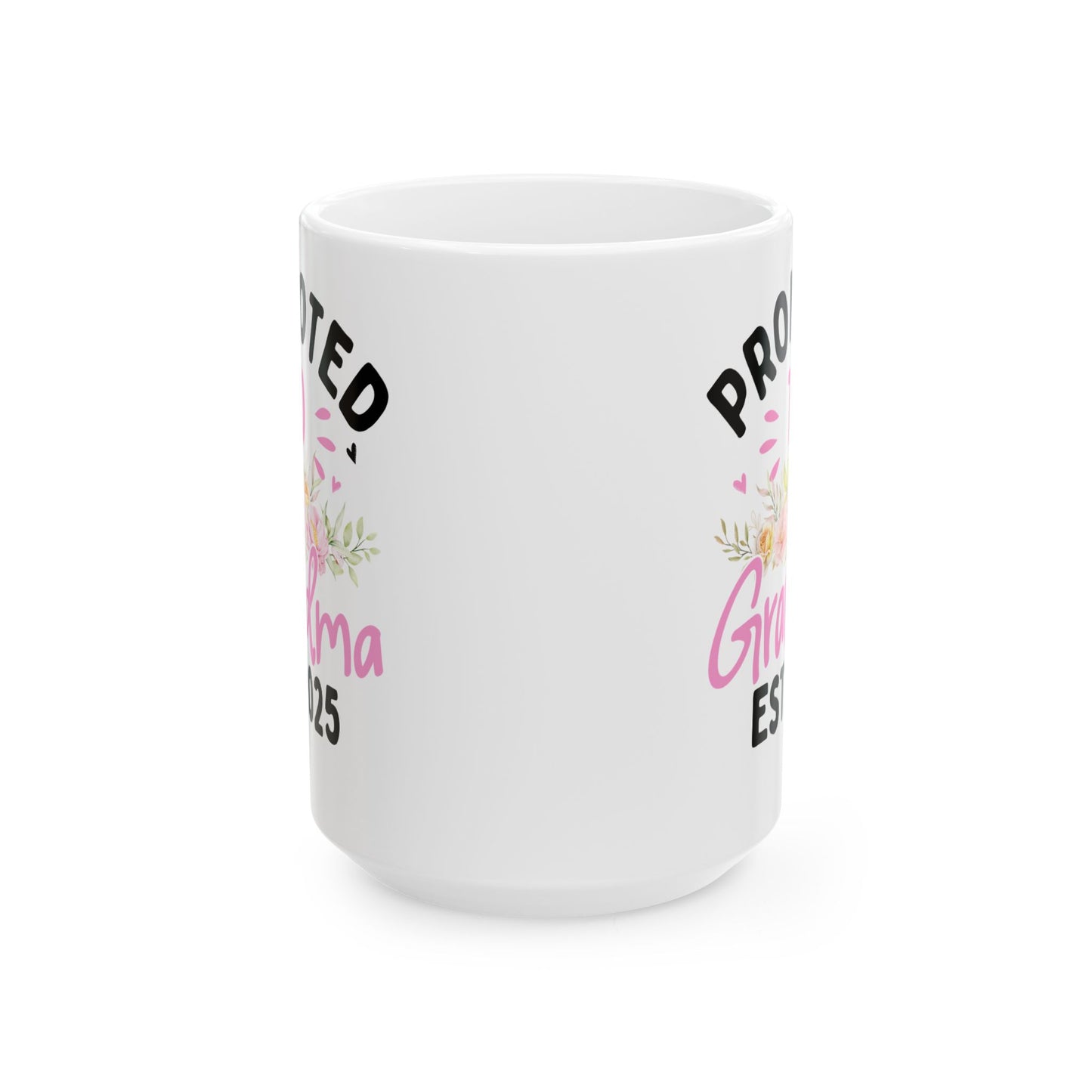 Promoted to Grandma Est 2025 White Mug, (11oz, 15oz)