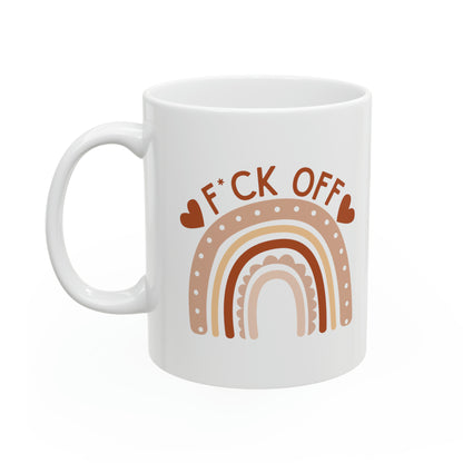 Funny F*ck Off Coffee Mug – Cute Boho Rainbow Design