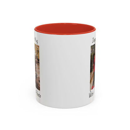 Family Fall Fashion - Mom, Dad, and Daughter in Stylish Outerwear Outdoors Mug