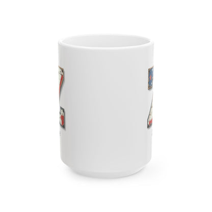 White Personalized USA Flag Initial Mug with Letter Z and Zane Name Gift for Men, Veterans, Patriotic Coffee Lovers