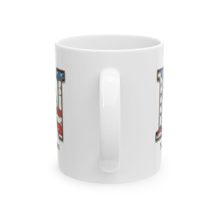 White American Flag Mug with Letter N and Name Nathan Personalized Patriotic Coffee Cup Gift for Veterans Military or Proud Americans