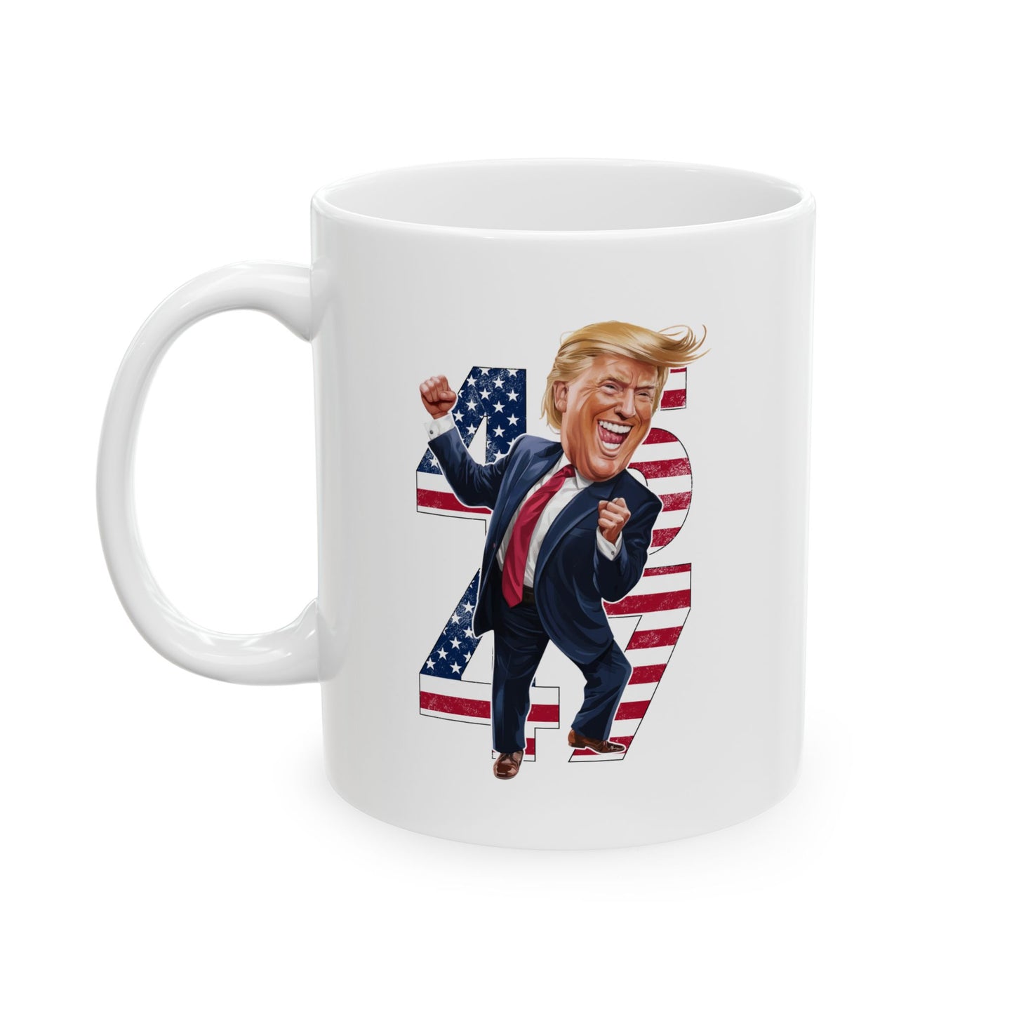 Trump 47 Coffee Mug – White Patriotic Donald Trump Cup for MAGA Fans