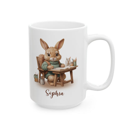Personalized Bunny Student Mug – Back to School Gift for Kids