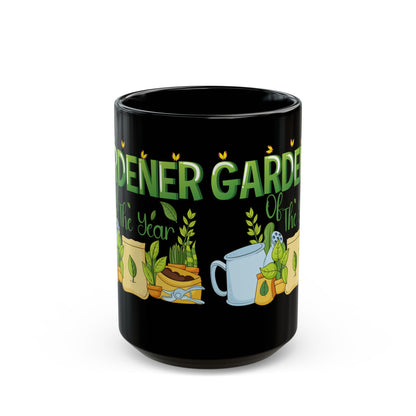 Give a Gift to a Gardening Champion – Gardener of the Year Mug Black Ceramic Coffee Cup
