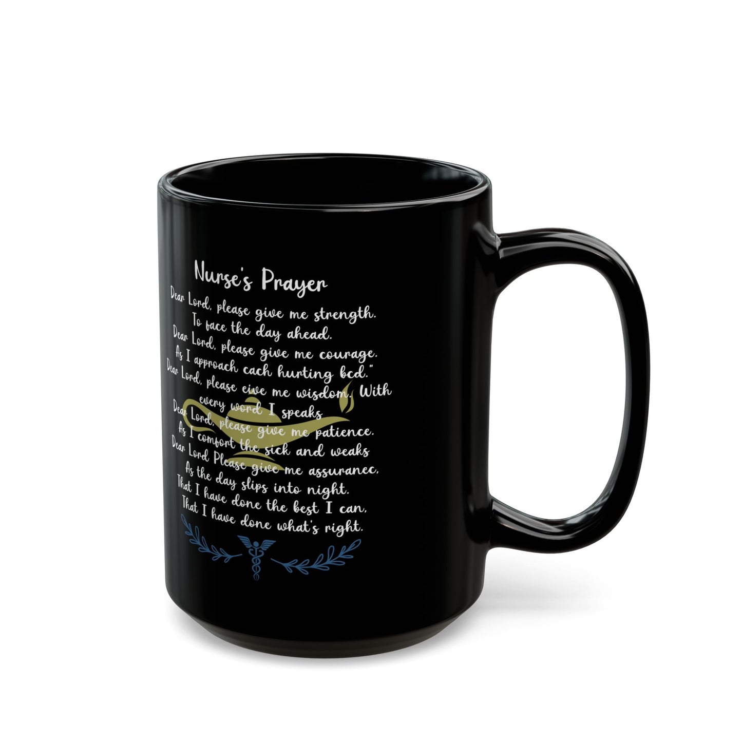Black Nurse Prayer Coffee Mug – Christian Gift for RN LPN – Inspirational Thank You Gift for Nurses, Nursing Students, Healthcare Workers