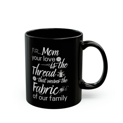 Black Ceramic Mug for Crafters – Gift for Mom, Grandma, or Quilters