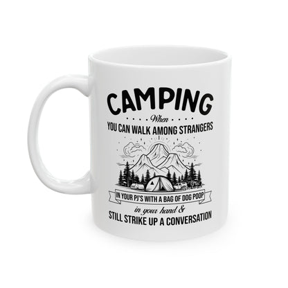 Minimalist Camping Adventure Design Ceramic Mug, (11oz, 15oz)