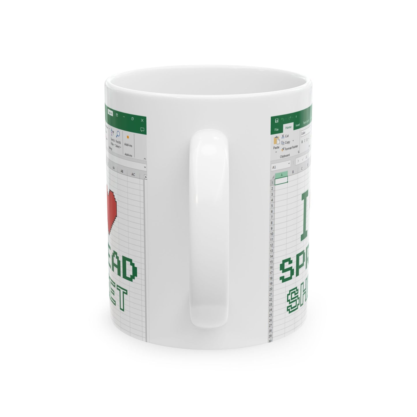 Funny Pixel Art Mug for Excel & Data Lovers Ceramic Mug, (11oz, 15oz)