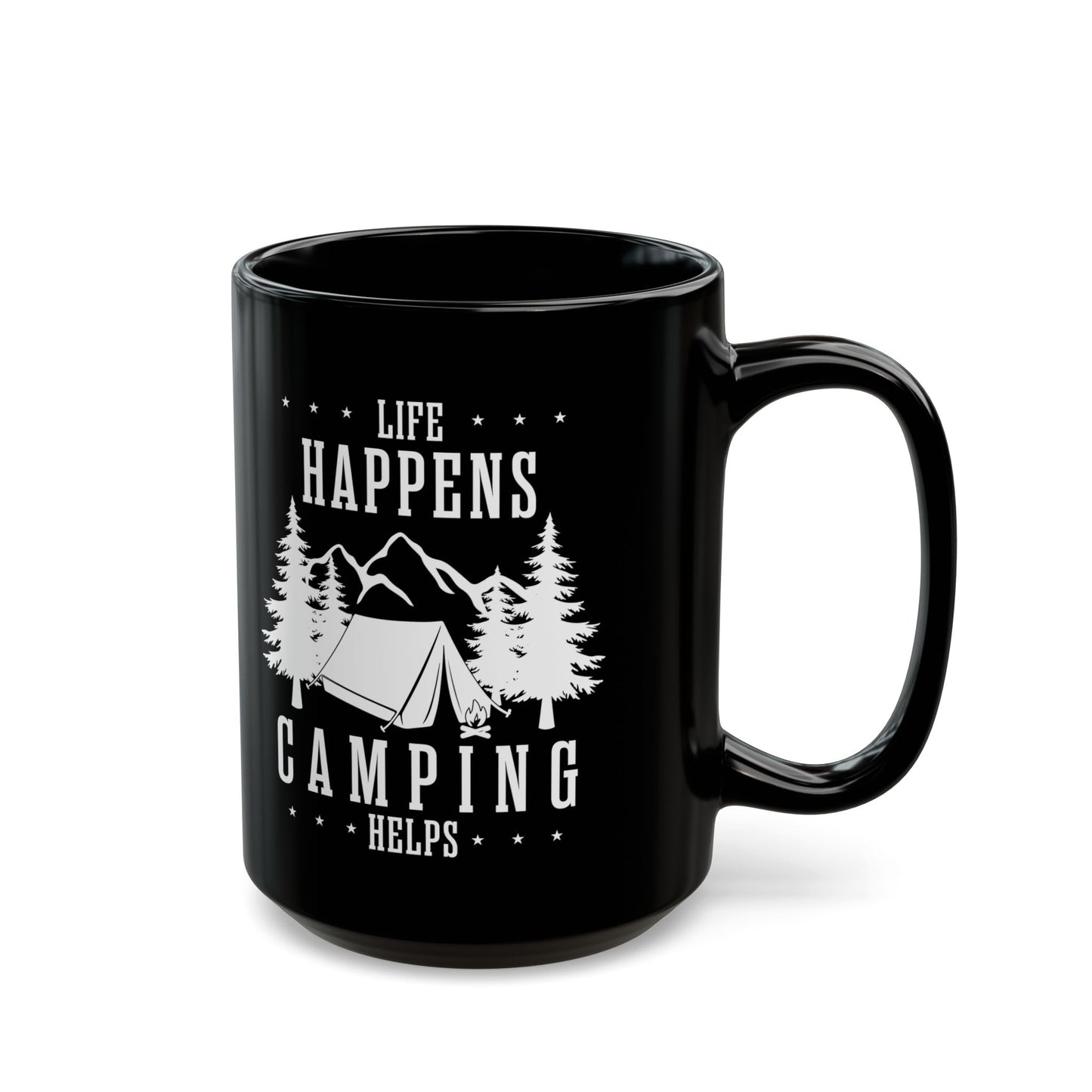 Minimalist Camping Design Ceramic Mug, (11oz, 15oz)