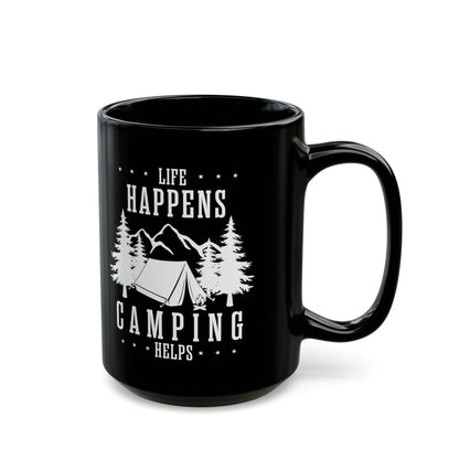 Minimalist Camping Design Ceramic Mug, (11oz, 15oz)