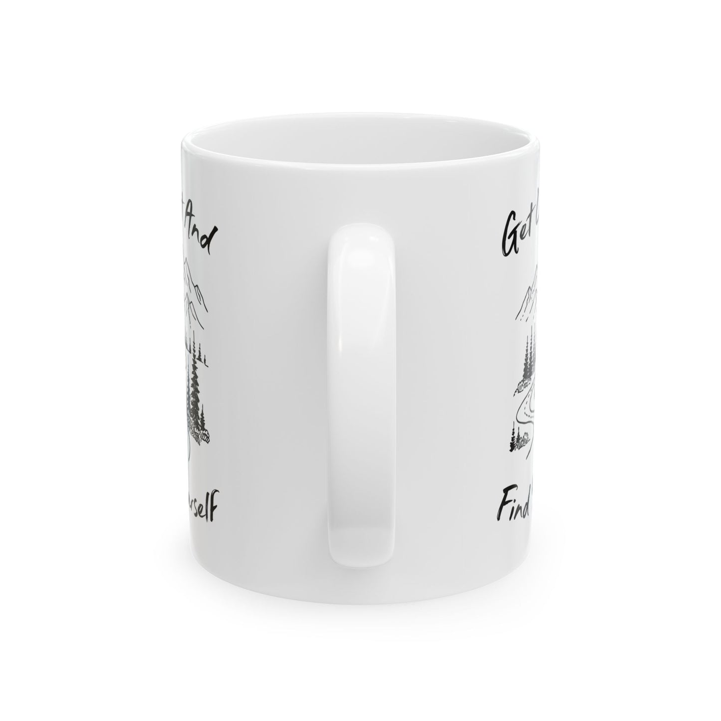 Minimalist Mountain Road Line Art Ceramic Mug, (11oz, 15oz)