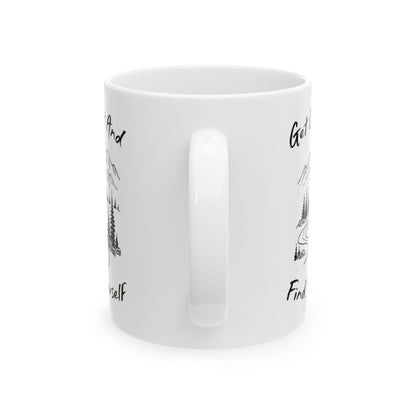 Minimalist Mountain Road Line Art Ceramic Mug, (11oz, 15oz)