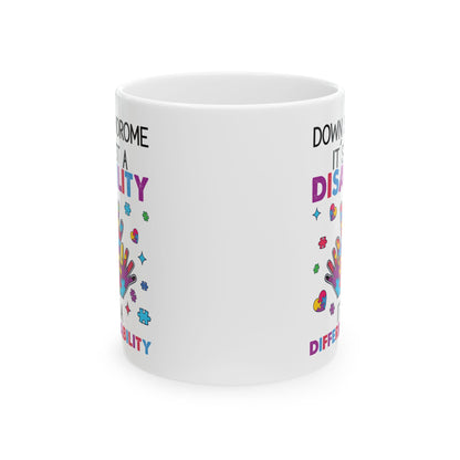 Down Syndrome Awareness Mug – Puzzle Hand Design – Support & Inclusion Gift Cup