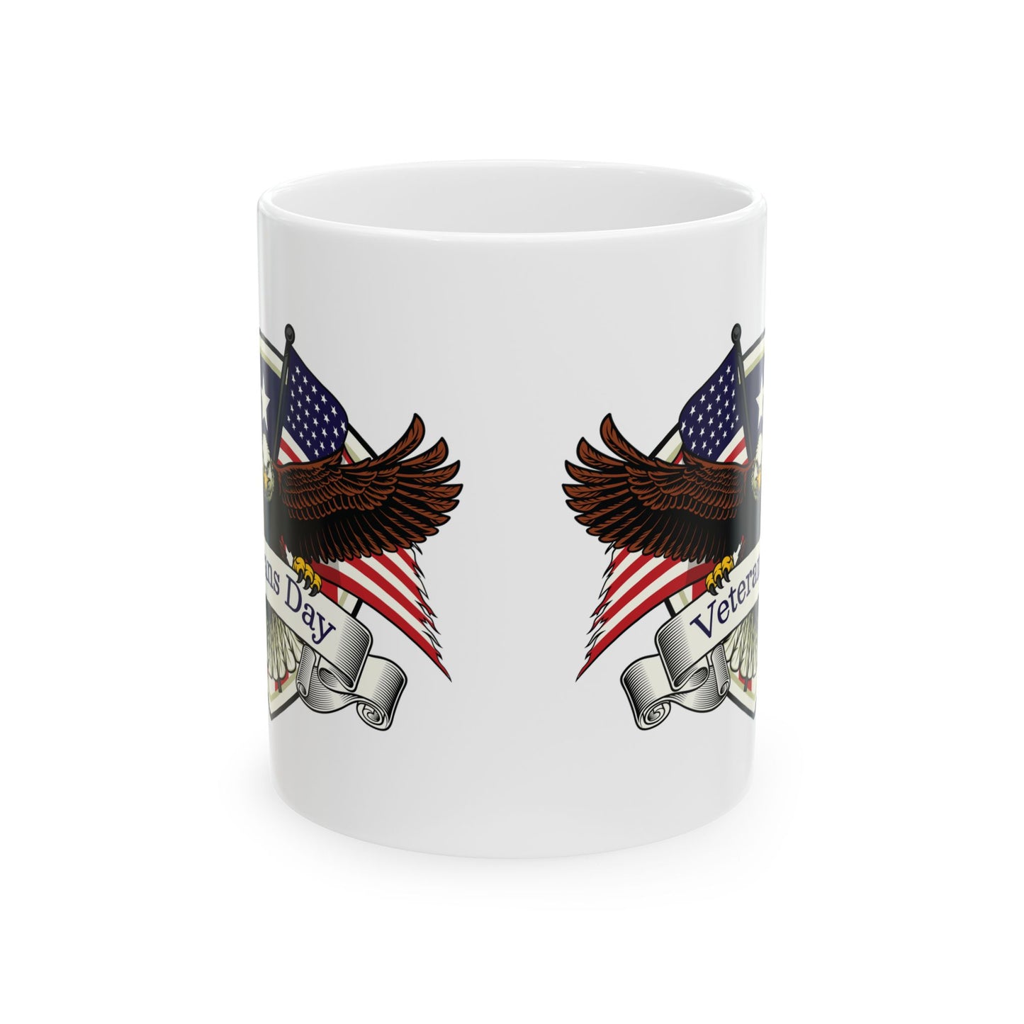 Veterans Day Mug – Patriotic Bald Eagle Coffee Cup with American Flag