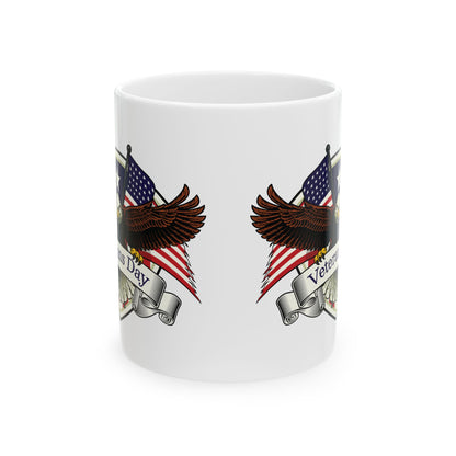 Veterans Day Mug – Patriotic Bald Eagle Coffee Cup with American Flag