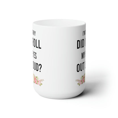 Funny White Coffee Mug with Floral Accent