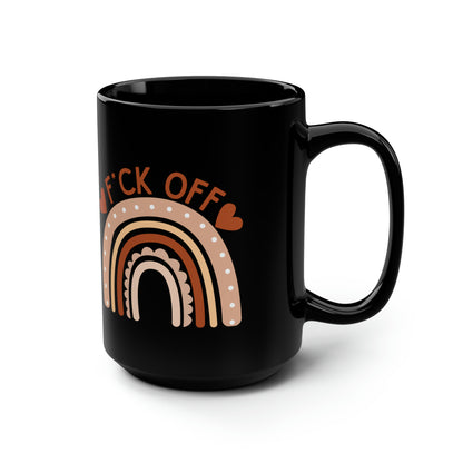 F*ck Off Mug – Funny Boho Rainbow Coffee Cup Black Ceramic Mug