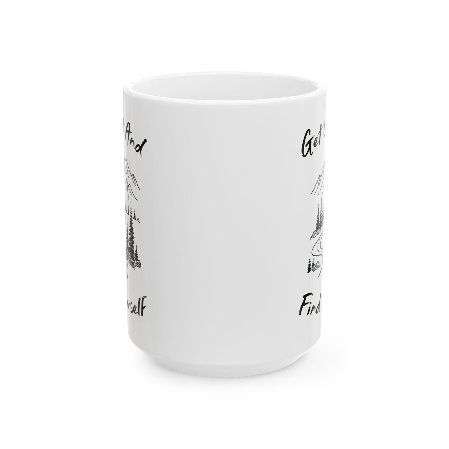 Minimalist Mountain Road Line Art Ceramic Mug, (11oz, 15oz)