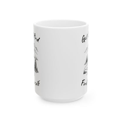 Minimalist Mountain Road Line Art Ceramic Mug, (11oz, 15oz)