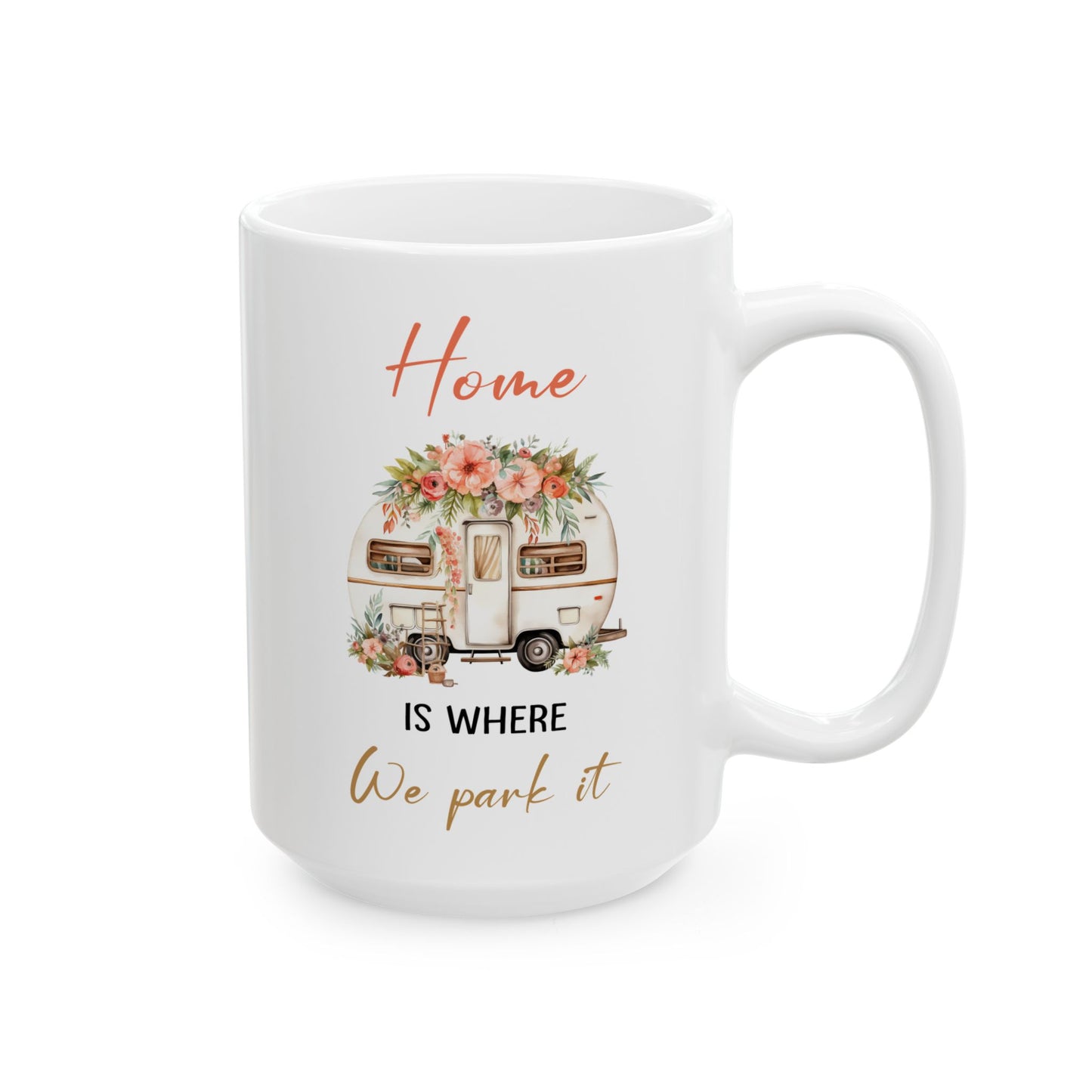 Vintage Floral Camper  Ceramic Mug, (11oz, 15oz)