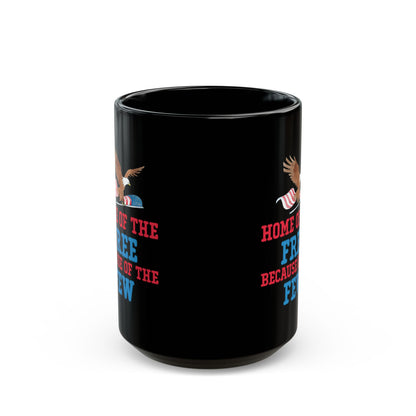 Home of the Free – Because of the Few Black Ceramic Patriotic Mug Military Eagle Coffee Cup