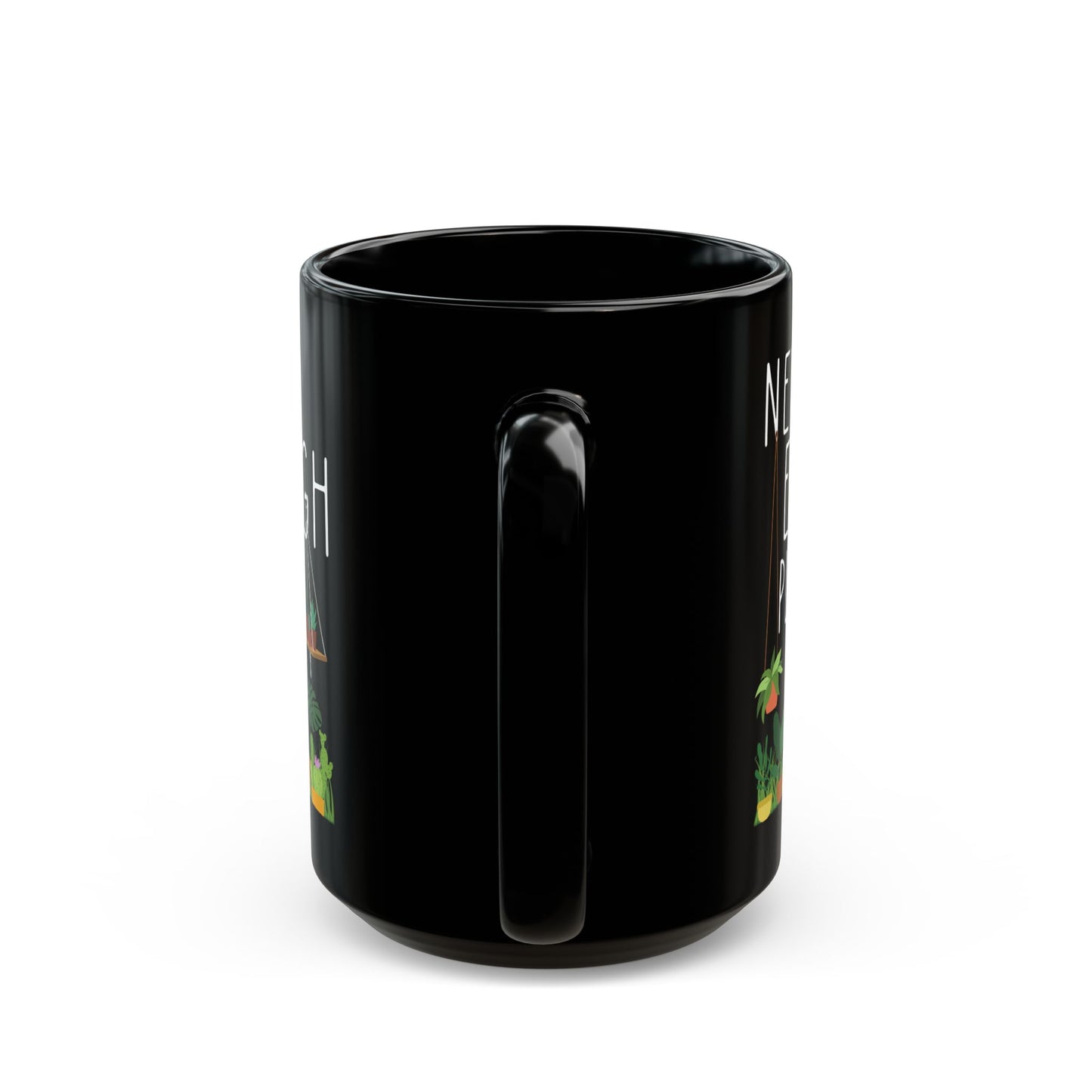 Never Enough Plants Mug – Black Ceramic Coffee Cup for Plant Lovers, Gardeners & Green Thumbs