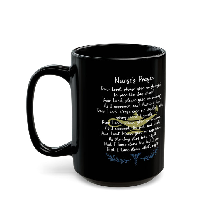 Black Nurse Prayer Coffee Mug – Christian Gift for RN LPN – Inspirational Thank You Gift for Nurses, Nursing Students, Healthcare Workers