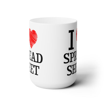 I Love Spreadsheet Mug – Bold Red Heart Design for Excel Enthusiasts & Accountants