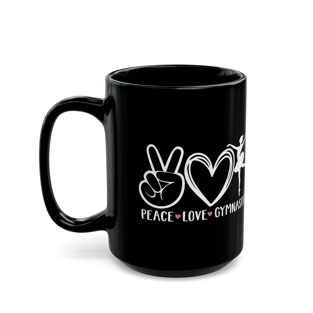 Give a Gift to a Gymnastics Fan – Peace Love Gymnastics Mug Black Ceramic Coffee Cup