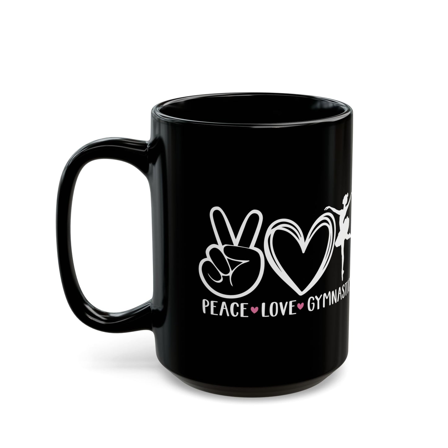 Give a Gift to a Gymnastics Fan – Peace Love Gymnastics Mug Black Ceramic Coffee Cup