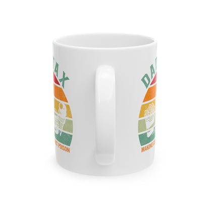 Dad Tax Mug – White Retro Sunset Snack Design