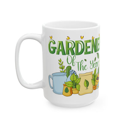 Give a Gift to a Garden Star – Gardener of the Year Mug White Ceramic Coffee Cup