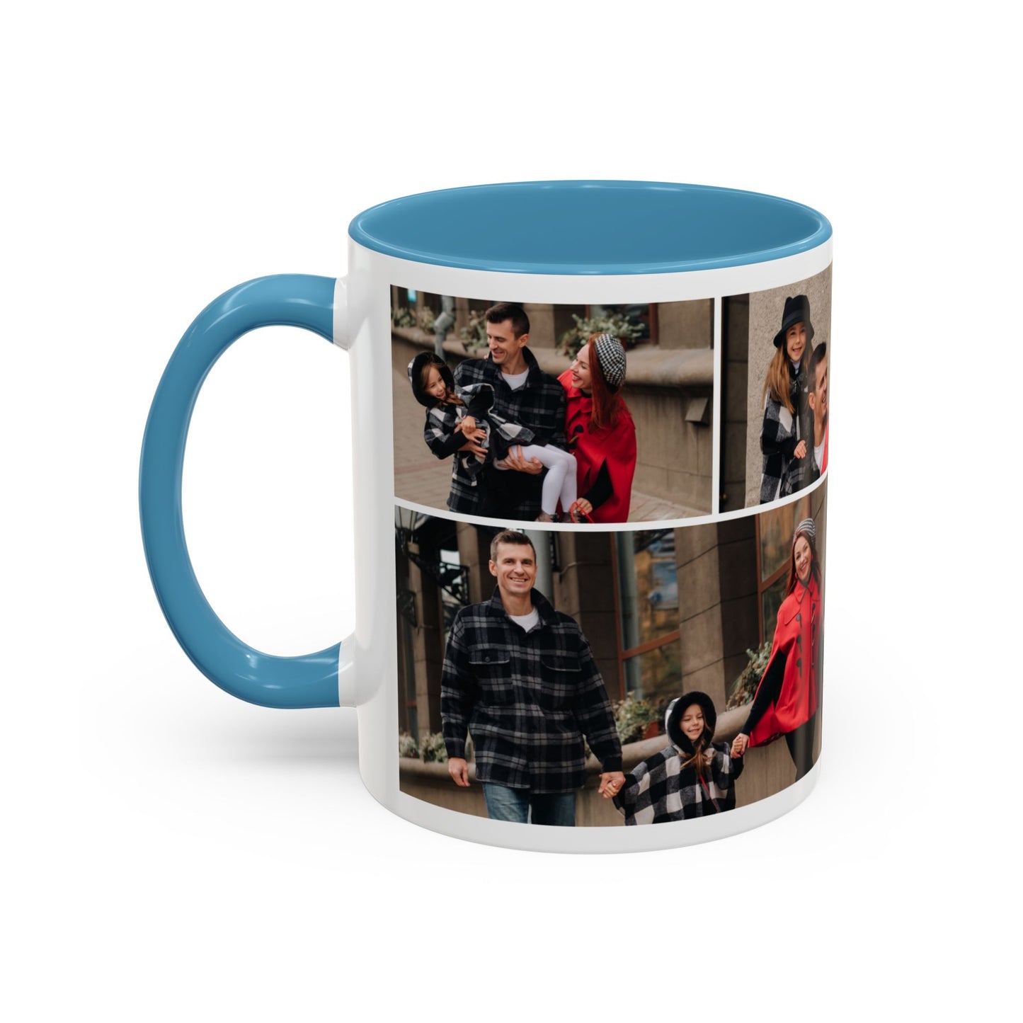 Happy Family Moments - Stylish Fall Family Photoshoot with Dad, Mom, and Daughter in Matching Outerwear Mug