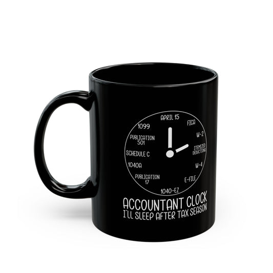 Accountant Clock Mug Black – Funny Tax Season Gift for CPAs