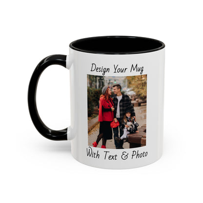 Family Fall Fashion - Mom, Dad, and Daughter in Stylish Outerwear Outdoors Mug