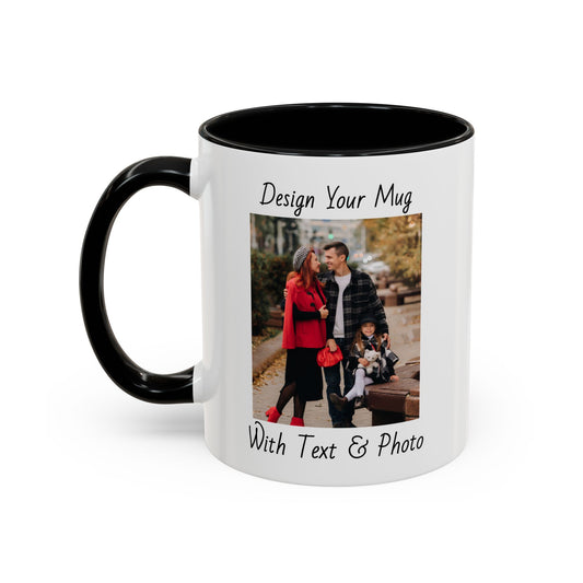 Family Fall Fashion - Mom, Dad, and Daughter in Stylish Outerwear Outdoors Mug