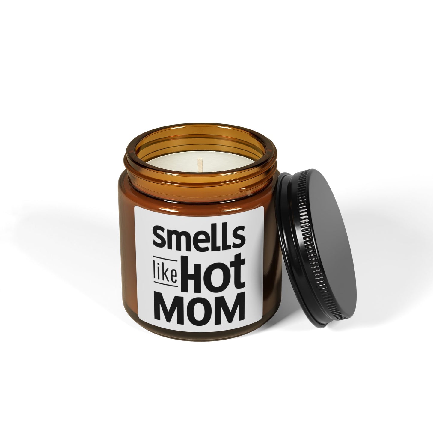 Smells Like Hot Mom Scented Soy Candle (Multi-Size, Amber Jar)