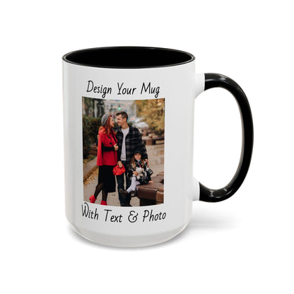 Family Fall Fashion - Mom, Dad, and Daughter in Stylish Outerwear Outdoors Mug