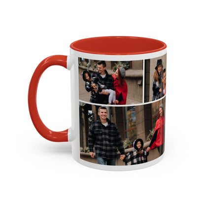 Happy Family Moments - Stylish Fall Family Photoshoot with Dad, Mom, and Daughter in Matching Outerwear Mug
