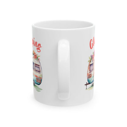 Glamping Watercolor Illustration Ceramic Mug, (11oz, 15oz)