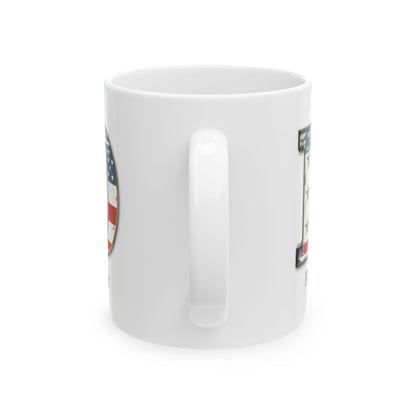 Mug - Patriotic American Flag Letter D with Kevin Name - Vintage Red, White, and Blue Design