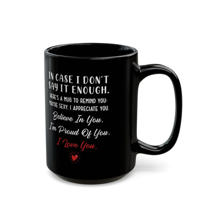 Romantic Black Coffee Mug – I Love You Mug for Husband, Wife, Boyfriend or Girlfriend