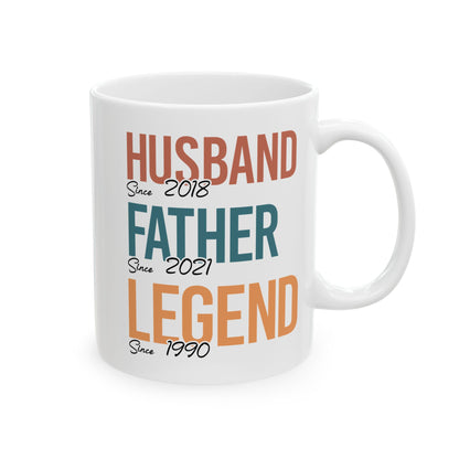 Husband Father Legend White Mug, (11oz, 15oz)