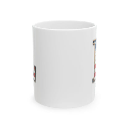White American Flag Mug with Letter L and Name Liam Personalized Patriotic Coffee Cup Gift for Veterans Military or Proud USA Supporters