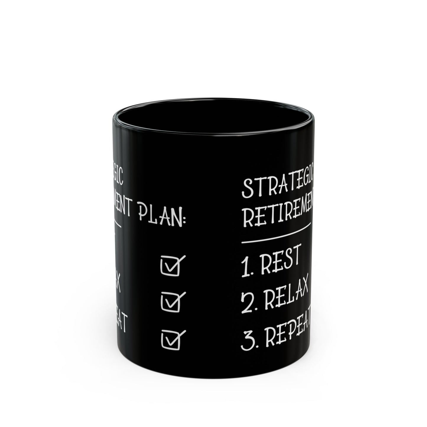 Strategic Retirement Plan Black Mug – Ideal Gift for Retirees