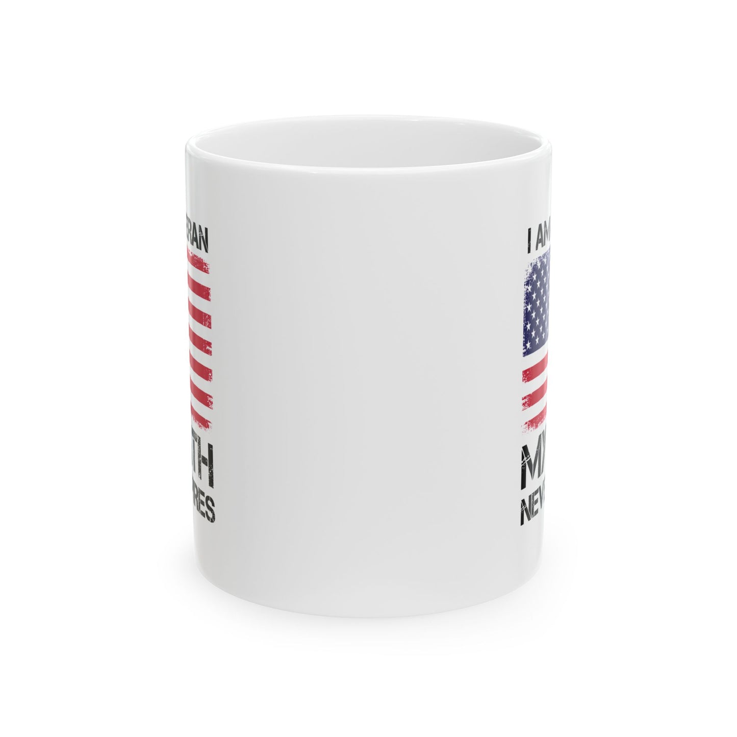 Patriotic American Flag Coffee Cup – White Ceramic Military Veteran Gift