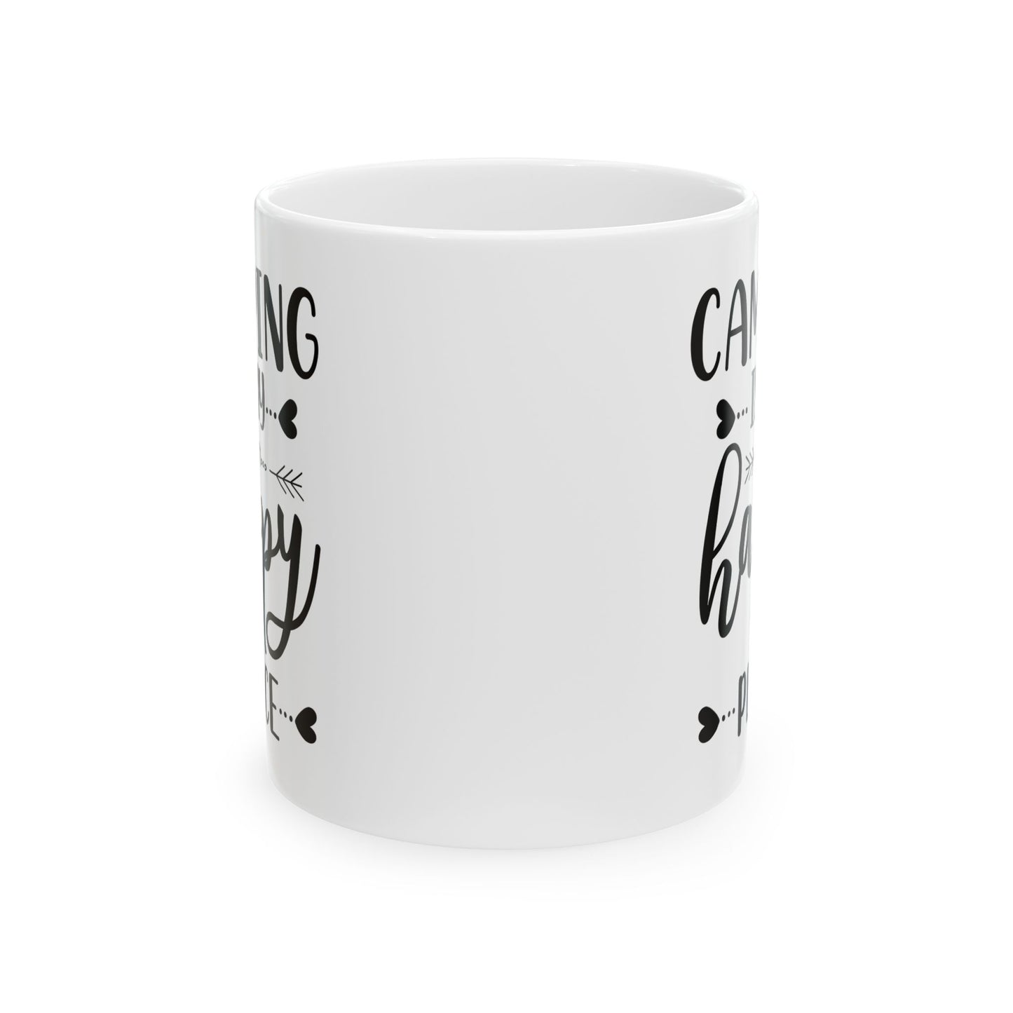 Minimalist Happy Typography Design Ceramic Mug, (11oz, 15oz)
