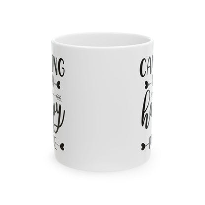 Minimalist Happy Typography Design Ceramic Mug, (11oz, 15oz)