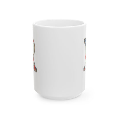Mug - Patriotic American Flag Letter R with Kevin Name - Vintage Red, White, and Blue Design